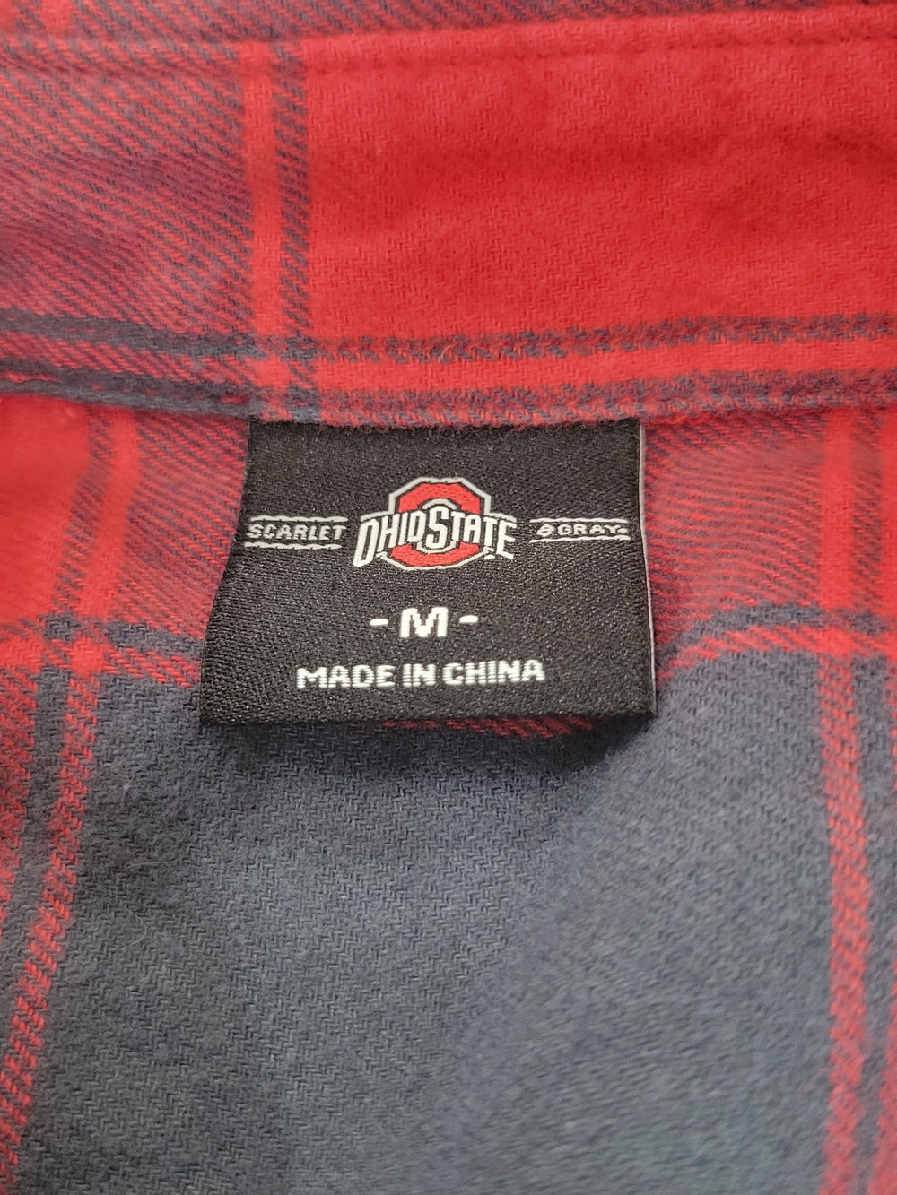 Plaid Long-Sleeve Button-Down Shirt With Ohio state Logo On Pocket Size Medium - Picture 3 of 8